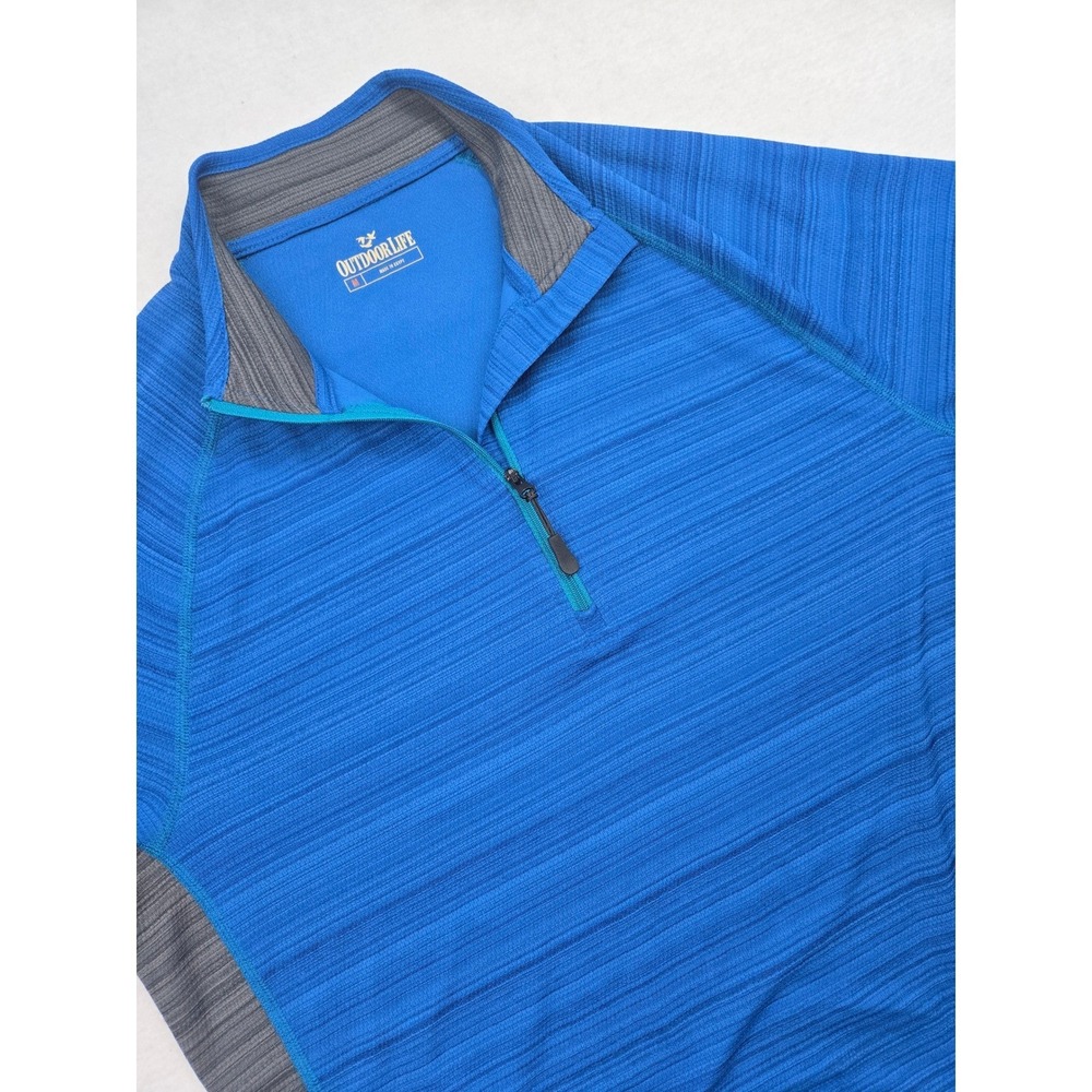 Outdoor Life Mens Blue Heather 1/4 Zip Long Sleeve Thumbhole Pullover Shirt Sz S